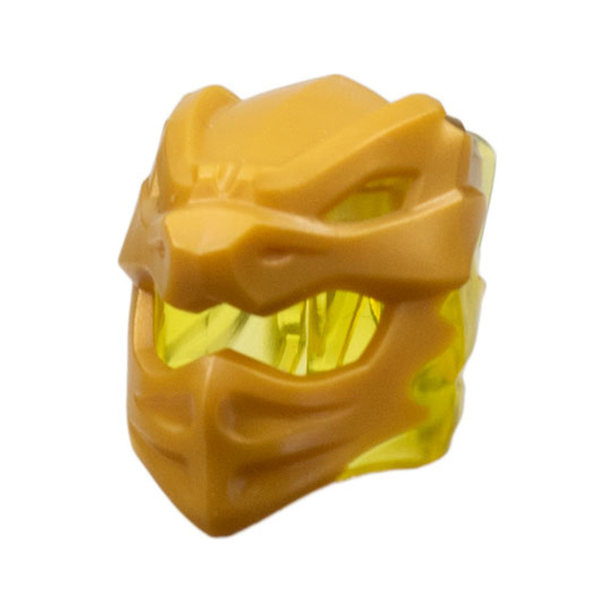LEGO® Minifigure, Headgear Helmet with Flames on Back with Molded Pearl Gold Dragon Face Pattern 79899pb01 transparent gelb
