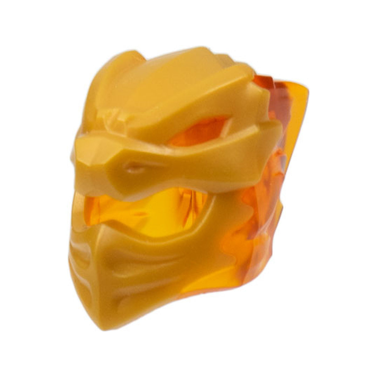 LEGO® Minifigure, Headgear Helmet with Flames on Back with Molded Pearl Gold Dragon Face Pattern 79899pb01 transparent orange