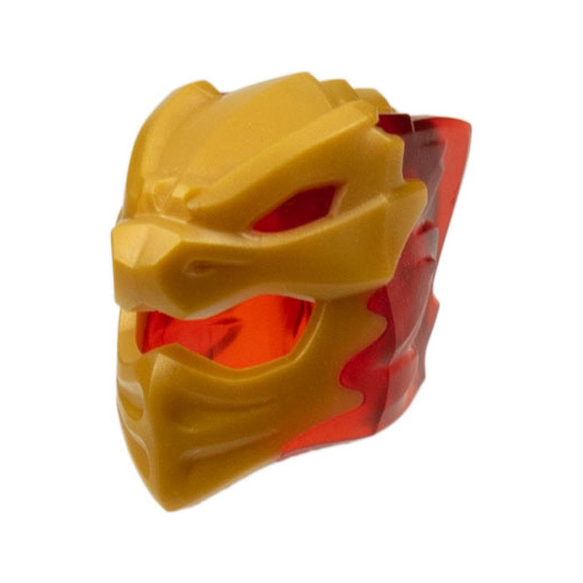 LEGO® Minifigure, Headgear Helmet with Flames on Back with Molded Pearl Gold Dragon Face Pattern 79899pb01 transparent rot