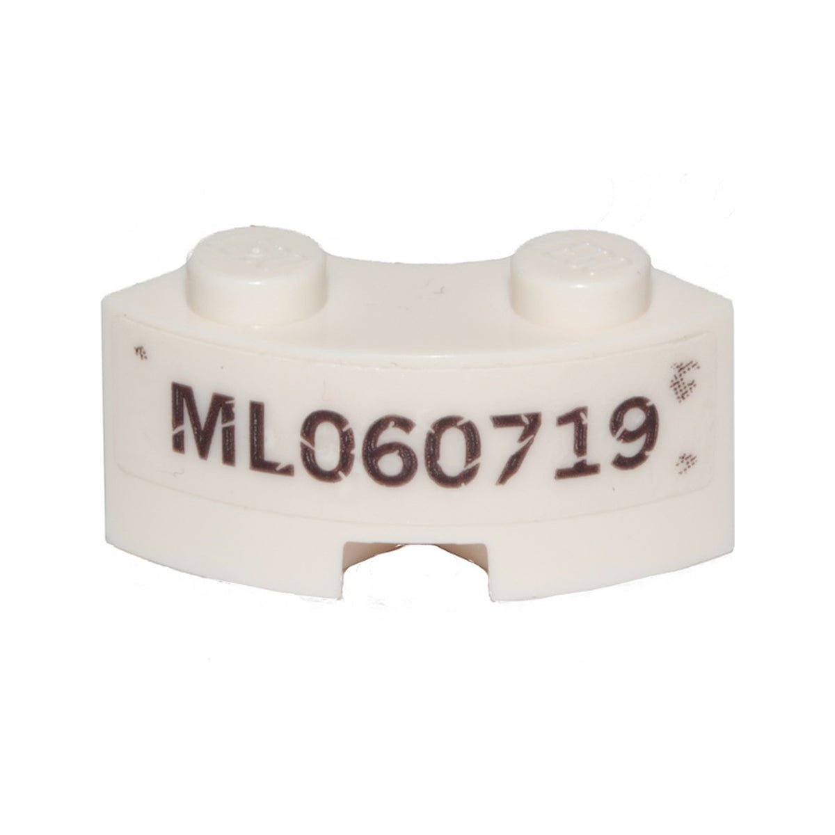 LEGO® Brick, Round Corner 2 x 2 Macaroni with Stud Notch and Reinforced Underside with 'ML060719' Pattern (Sticker) - Set 70419 85080pb03 weiss