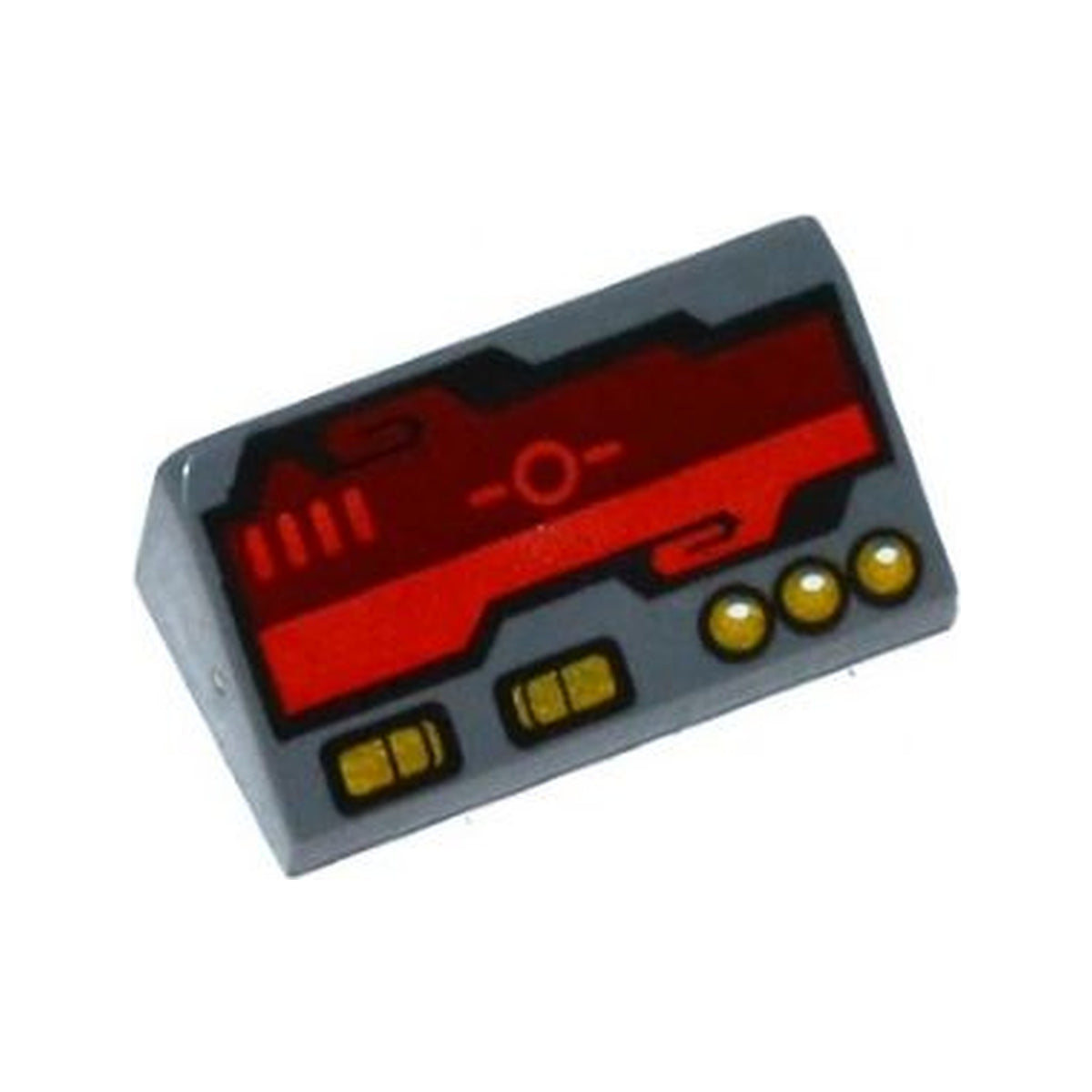 LEGO® Slope 30 1 x 2 x 2/3 with Dark Red Horizon Screen and Gold Switches and Buttons Pattern 85984pb077 dunkelgrau