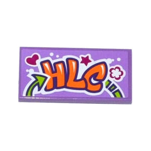 LEGO® Tile 2 x 4 with Heart, Star, Flower and 'HLC' Graffiti Pattern (Sticker) - Set 41099 87079pb0285