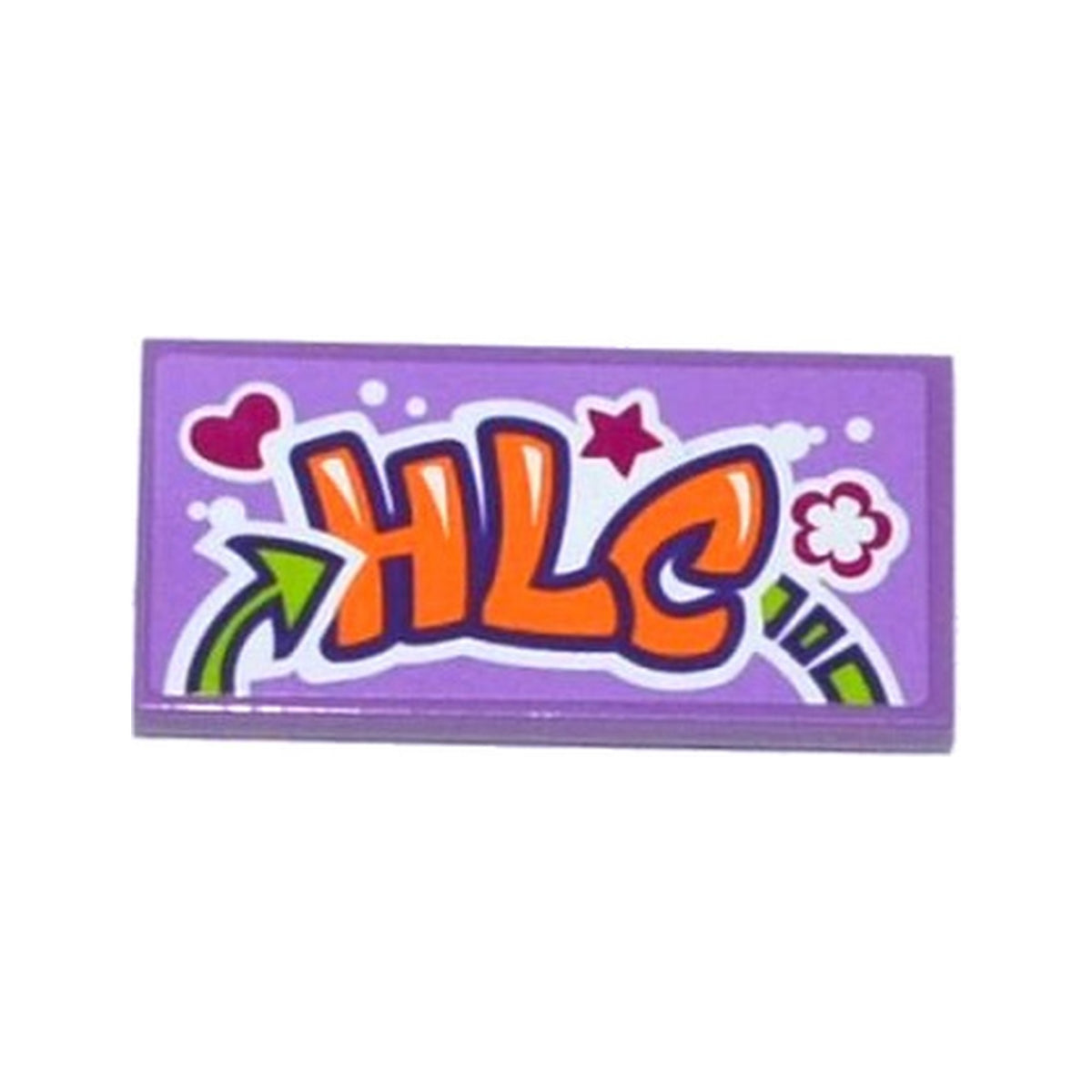 LEGO® Tile 2 x 4 with Heart, Star, Flower and 'HLC' Graffiti Pattern (Sticker) - Set 41099 87079pb0285 lavendel