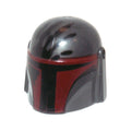 LEGO® Minifigure, Headgear Helmet with Holes, SW Mandalorian with Dark Red Visor and Black Handprint Pattern 87610pb05 perldunkelgrau