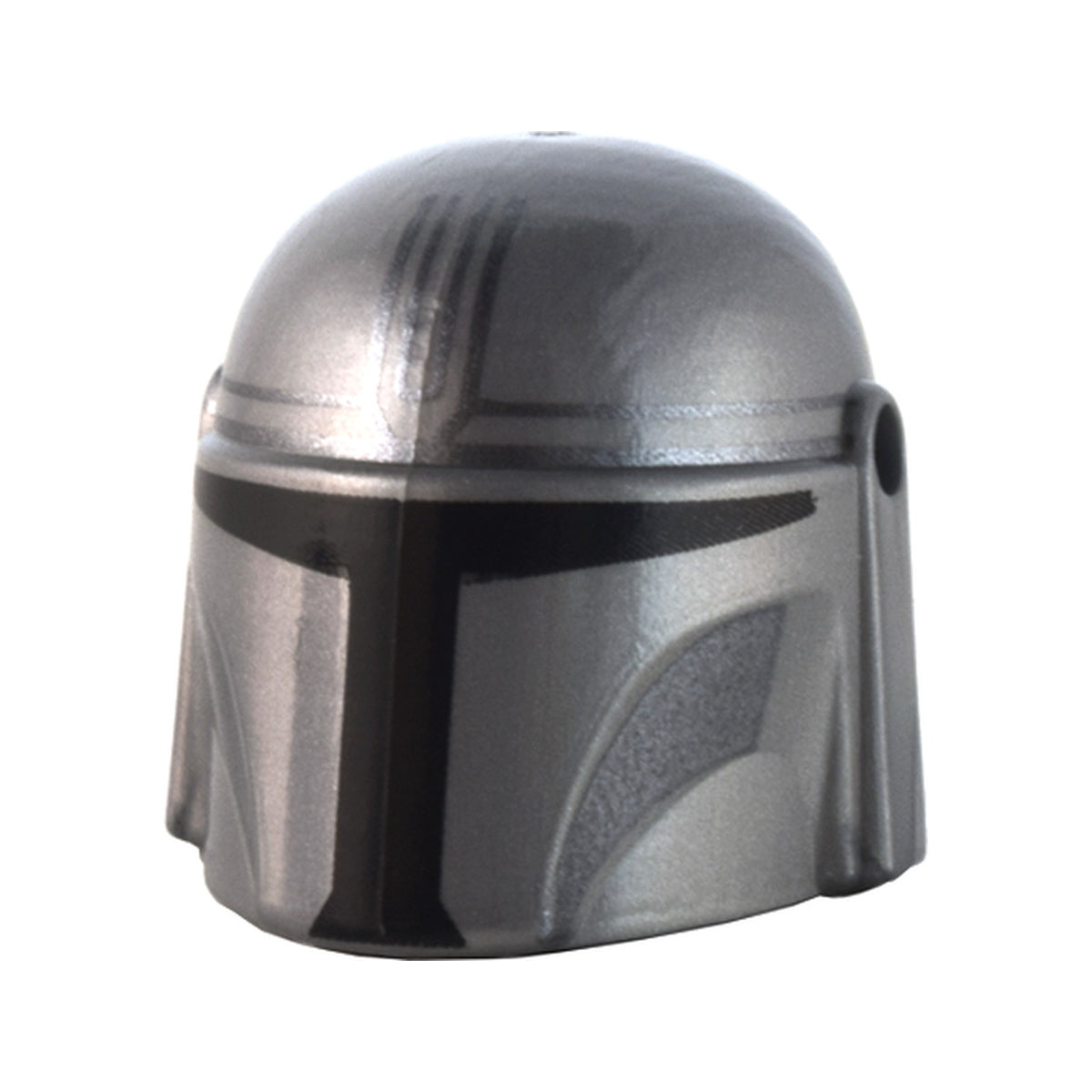 LEGO® Minifigure, Headgear Helmet with Holes, SW Mandalorian with Dark Silver Lines and Cheek Indents and Black Visor Pattern 87610pb19 silber
