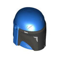 LEGO® Minifigure, Headgear Helmet with Holes, SW Mandalorian with Dark Silver Front and Cheek Indents, Black Visor and Silver Battle Damage Pattern 87610pb24 blau