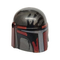 LEGO® Minifigure, Headgear Helmet with Holes, SW Mandalorian with Dark Red and Dark Silver Visor and Black Handprint Pattern 87610pb28 perldunkelgrau