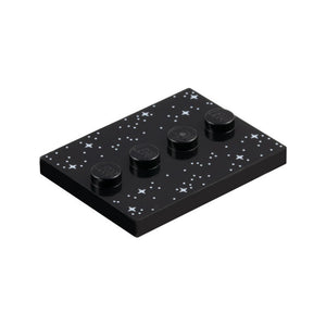 LEGO® Tile, Modified 3 x 4 with 4 Studs in Center with White Dots and Sparkles / Stars Pattern 88646pb012