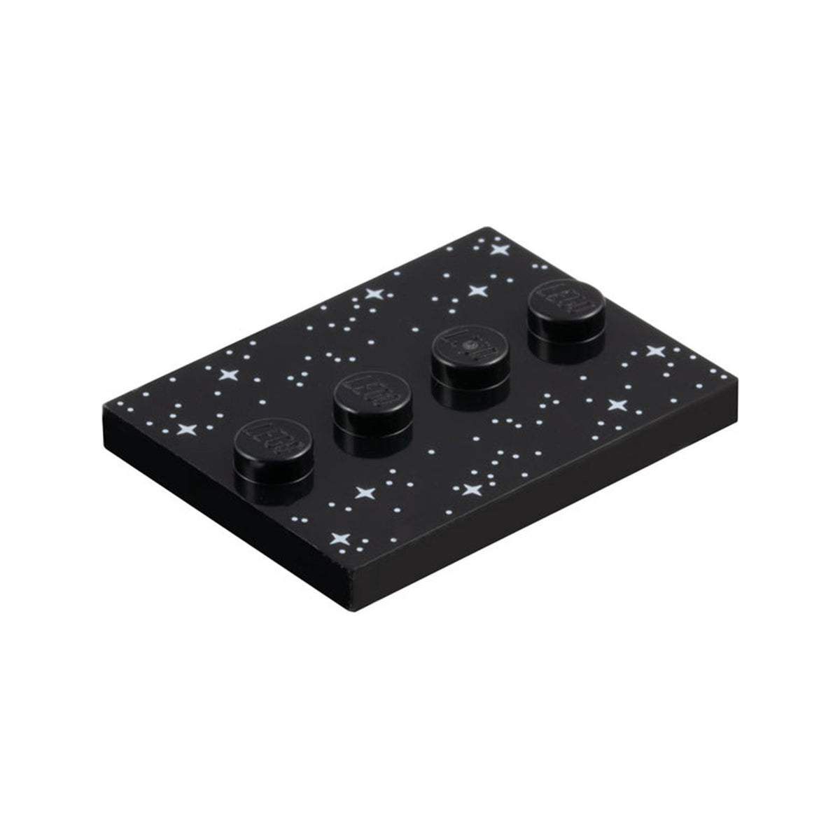 LEGO® Tile, Modified 3 x 4 with 4 Studs in Center with White Dots and Sparkles / Stars Pattern 88646pb012 schwarz