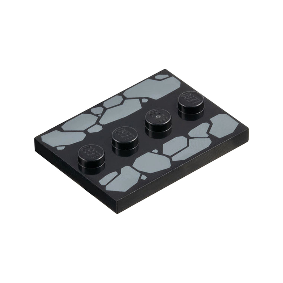 LEGO® Tile, Modified 3 x 4 with 4 Studs in Center with Dark Bluish Gray Cobblestones Pattern 88646pb013 schwarz