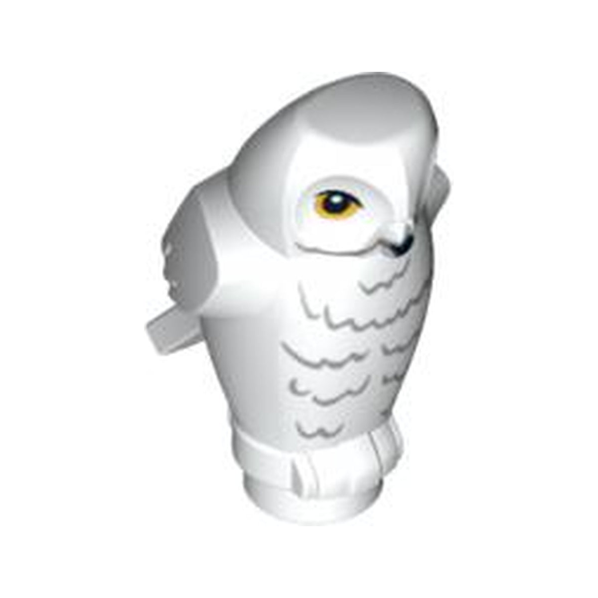 LEGO® Owl, Angular Features with Black Beak, Bright Light Orange Eyes, and Dark Bluish Gray Rippled Chest Feathers Pattern (HP Hedwig) 92084pb03 weiss