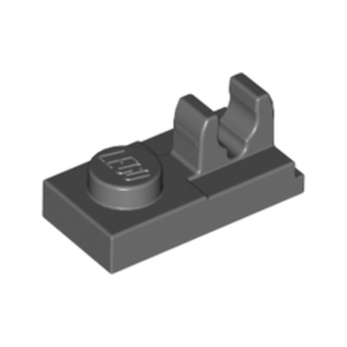 LEGO® Plate, Modified 1 x 2 with Clip with Center Cut on Top 92280 dunkelgrau