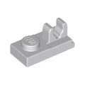 LEGO® Plate, Modified 1 x 2 with Clip with Center Cut on Top 92280 hellgrau