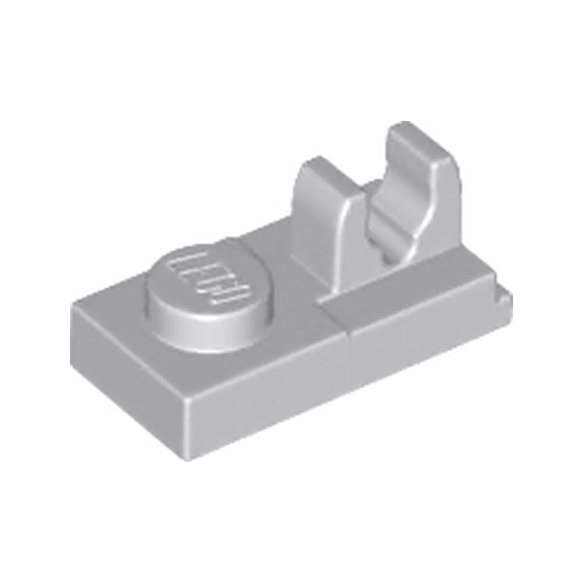 LEGO® Plate, Modified 1 x 2 with Clip with Center Cut on Top 92280 hellgrau
