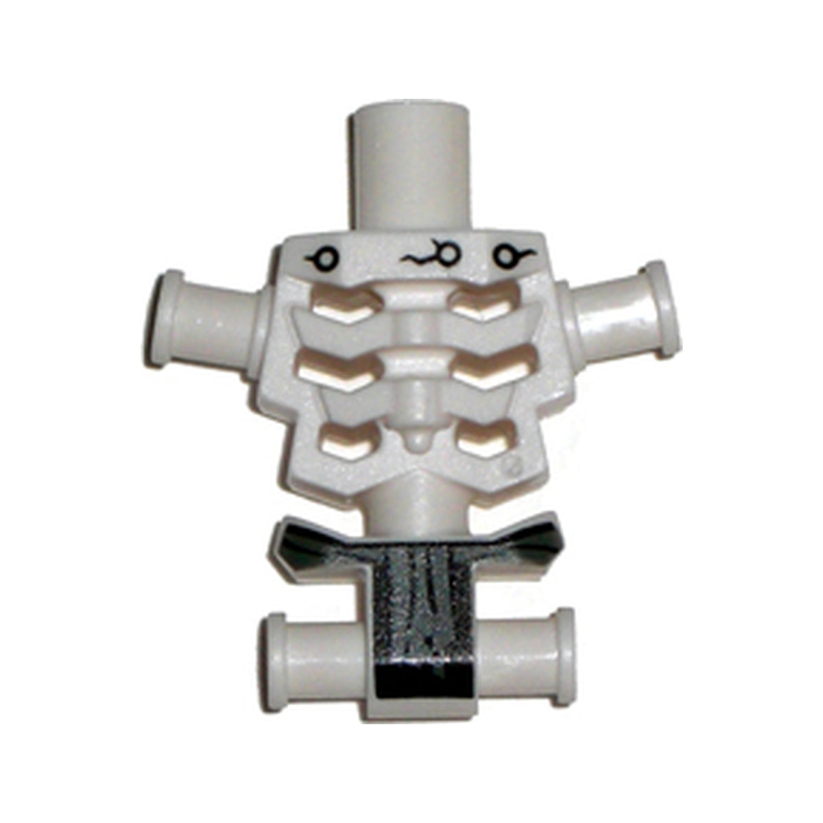 LEGO® Torso Skeleton, Angular Rib Cage with Rivets, Cracks and Dark Bluish Gray Loincloth Pattern 93060pb02 weiss