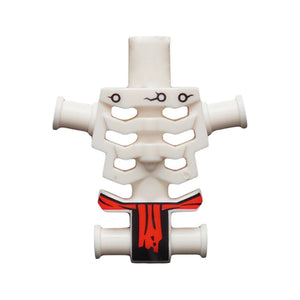LEGO® Torso Skeleton, Angular Rib Cage with Rivets, Cracks and Red Loincloth Pattern 93060pb04