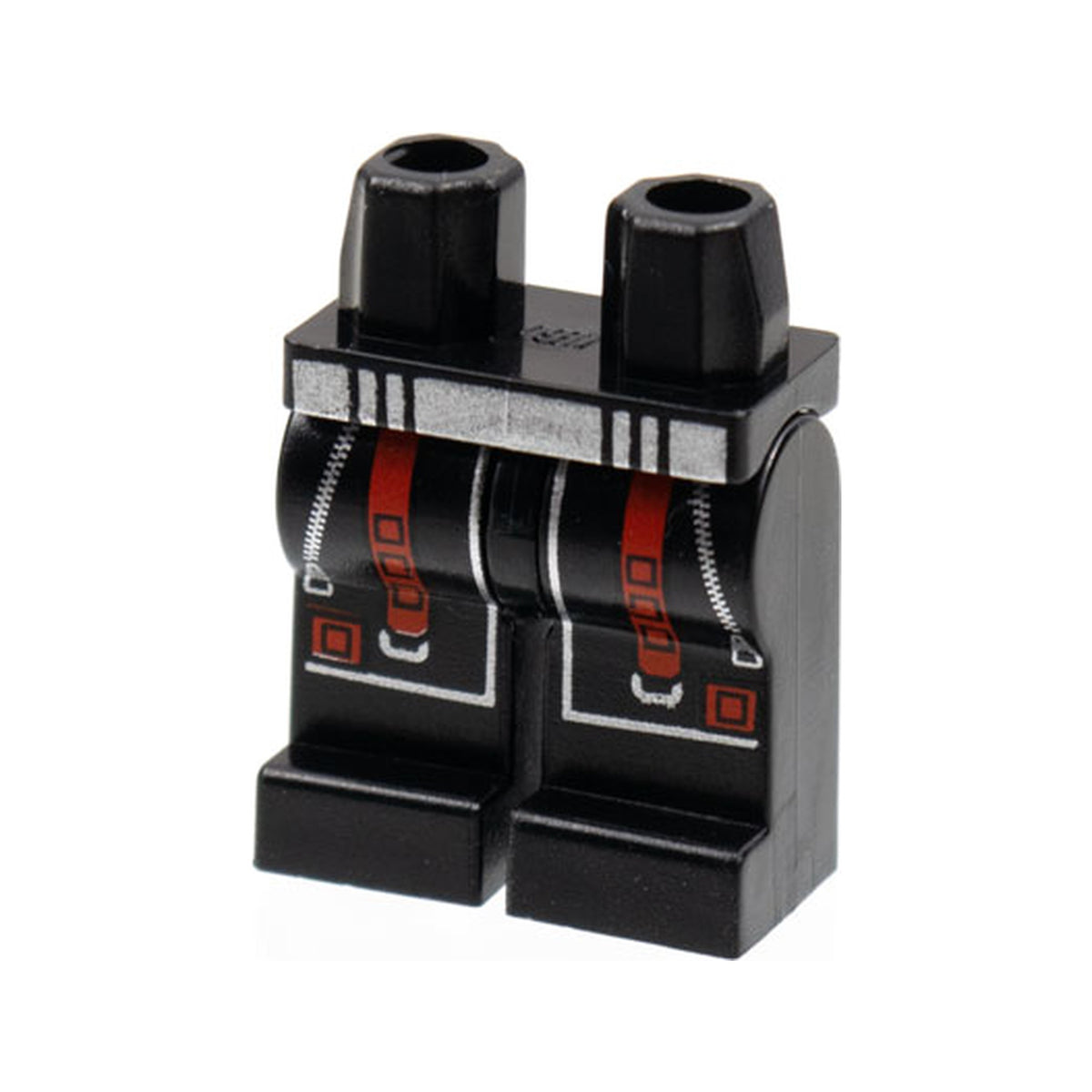 LEGO® Hips and Legs with Alpha Team Arctic Silver Belt and Zippers, Red Straps Pattern 970c00pb0037 schwarz