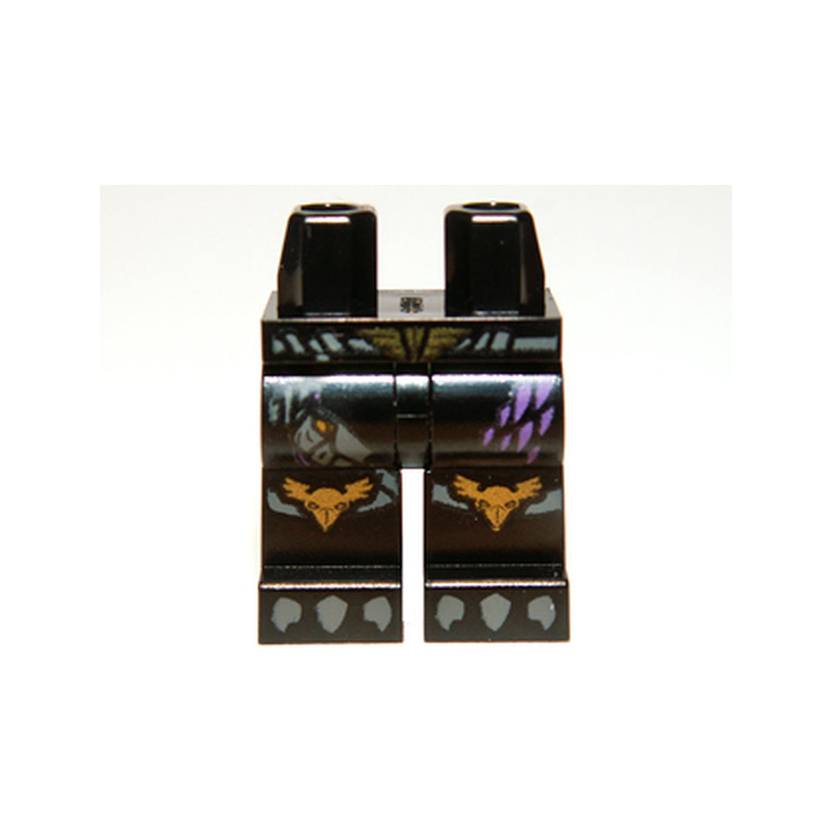 LEGO® Hips and Legs with Gold Belt Buckle and Raven Knee Pads, Dark Purple Feathers and Dark Bluish Gray Talons Pattern 970c00pb0230 schwarz