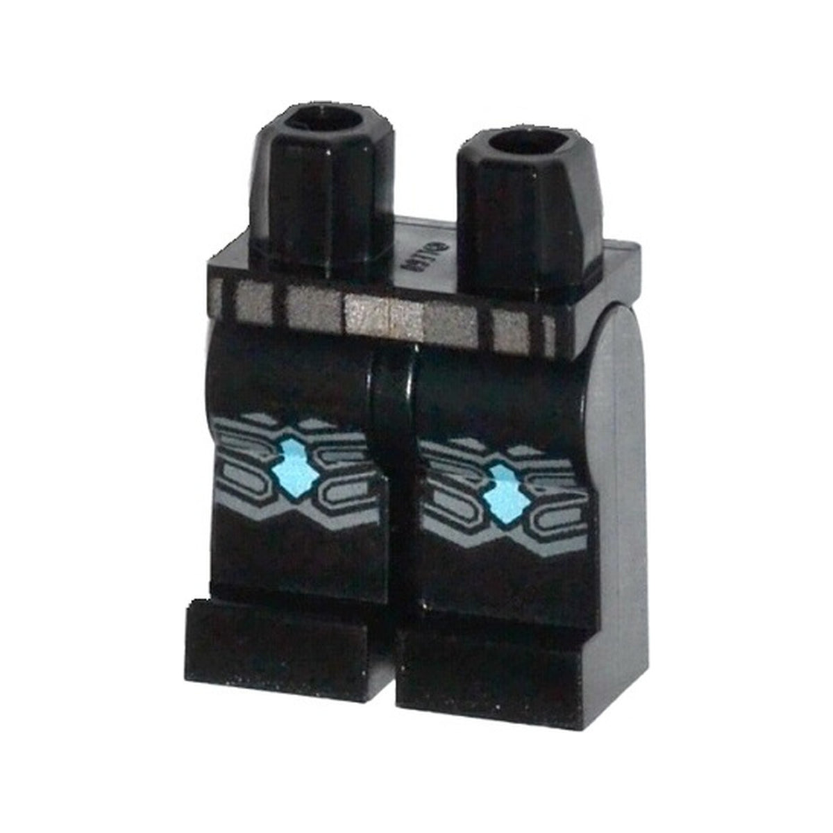 LEGO® Hips and Legs with Dark Bluish Gray and Medium Azure Knee Pads, Dark Silver Belt with Silver Buckle Pattern 970c00pb0319 schwarz