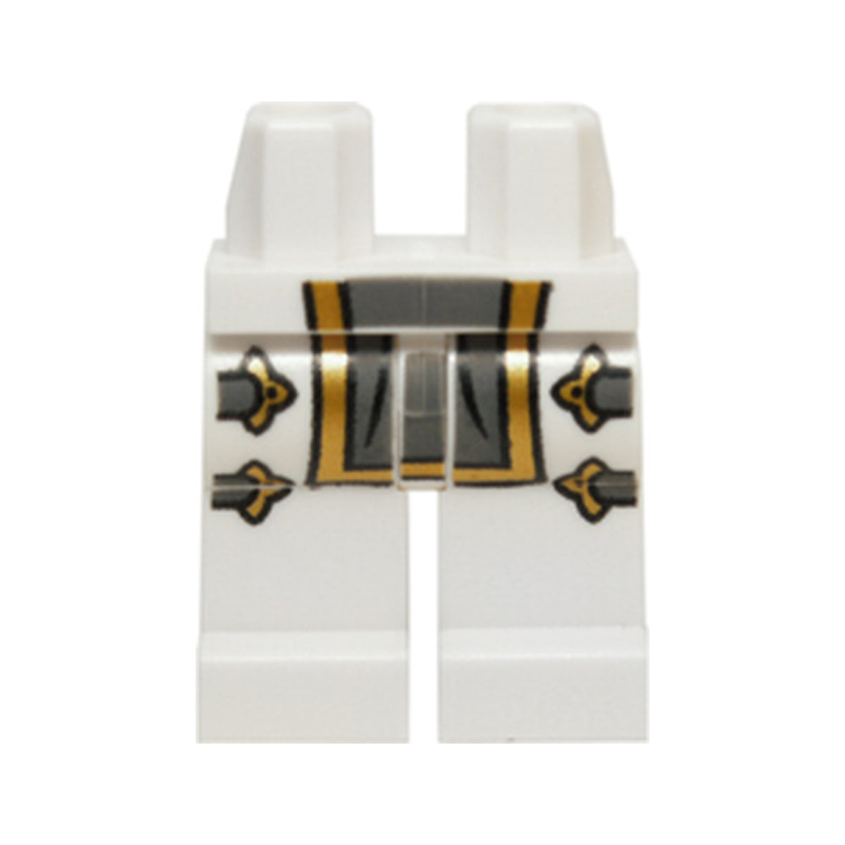 LEGO® Hips and Legs with Gray and Gold Loincloth and 4 Gold Clasps Pattern 970c00pb0432 weiss