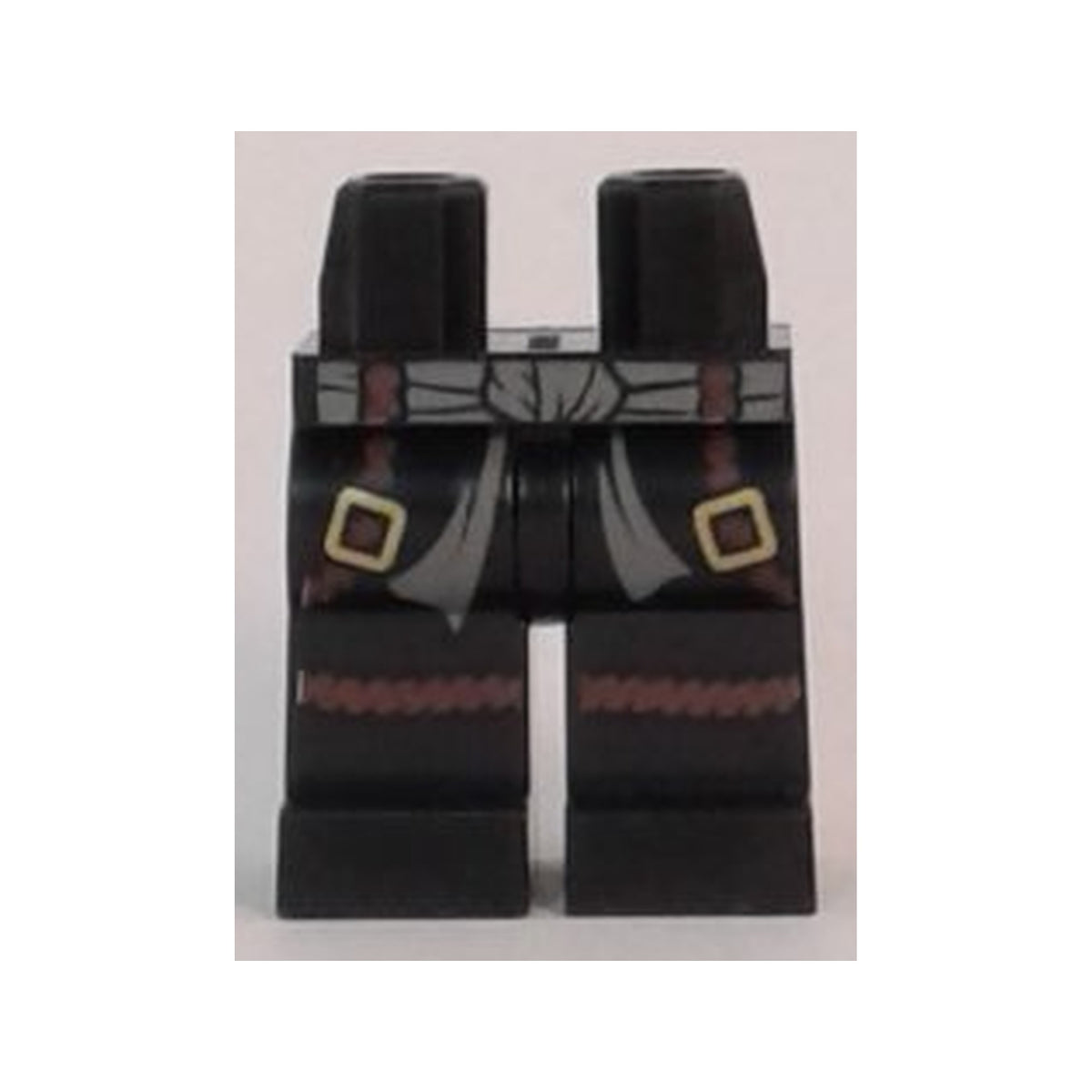 LEGO® Hips and Legs with Dark Bluish Gray Sash and Dark Brown Belts with Gold Buckles and Dark Brown Rope Knee Wrappings Pattern 970c00pb0578 schwarz