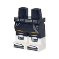 LEGO® Hips and Legs with Molded White Lower Legs / Boots and Printed Pockets, Silver Chain and Studded Belt with Buckle, Yellow Rips, White Shoe Tops and Dark Bluish Gray Tips Pattern 970c00pb0705 schwarz