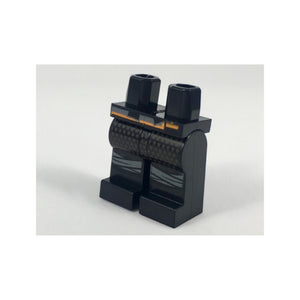 LEGO® Hips and Legs with Bright Light Orange Belt, Small Dark Tan Dots, Dark Bluish Gray Knee Wrappings Pattern 970c00pb0783
