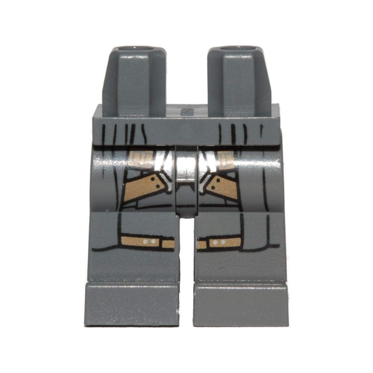 LEGO® Hips and Legs with Crossed Dark Tan Belts with Belts on Knees and Overcoat Extension Pattern 970c00pb0828 dunkelgrau