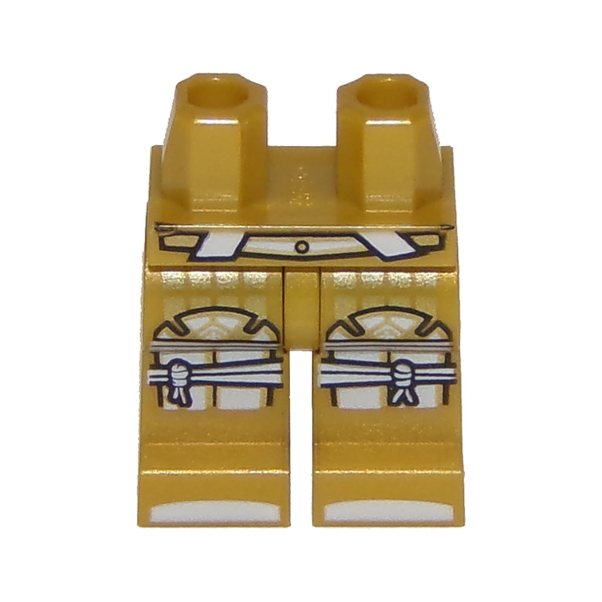 LEGO® Hips and Legs with White and Gold Belt, Knee Armor Tied, and Sandals Pattern 970c00pb0858 perlgold