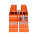 LEGO® Hips and Legs with Belt, Worn Reflective Stripes and 'EMMET' Name Tag Pattern 970c00pb0897 orange