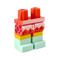 LEGO® Hips and Legs with Molded Light Aqua Lower Legs / Boots and Printed White Zigzag Panel, Medium Lavender Rosettes, and Yellow Knees Pattern 970c00pb0928 koralle