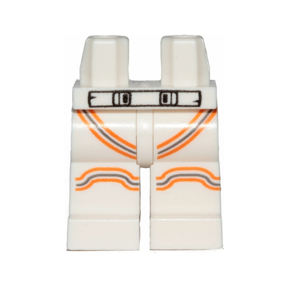 LEGO® Hips and Legs with Black Outlined Belt, Dark Bluish Gray and Orange Stripes Pattern 970c00pb0973 weiss