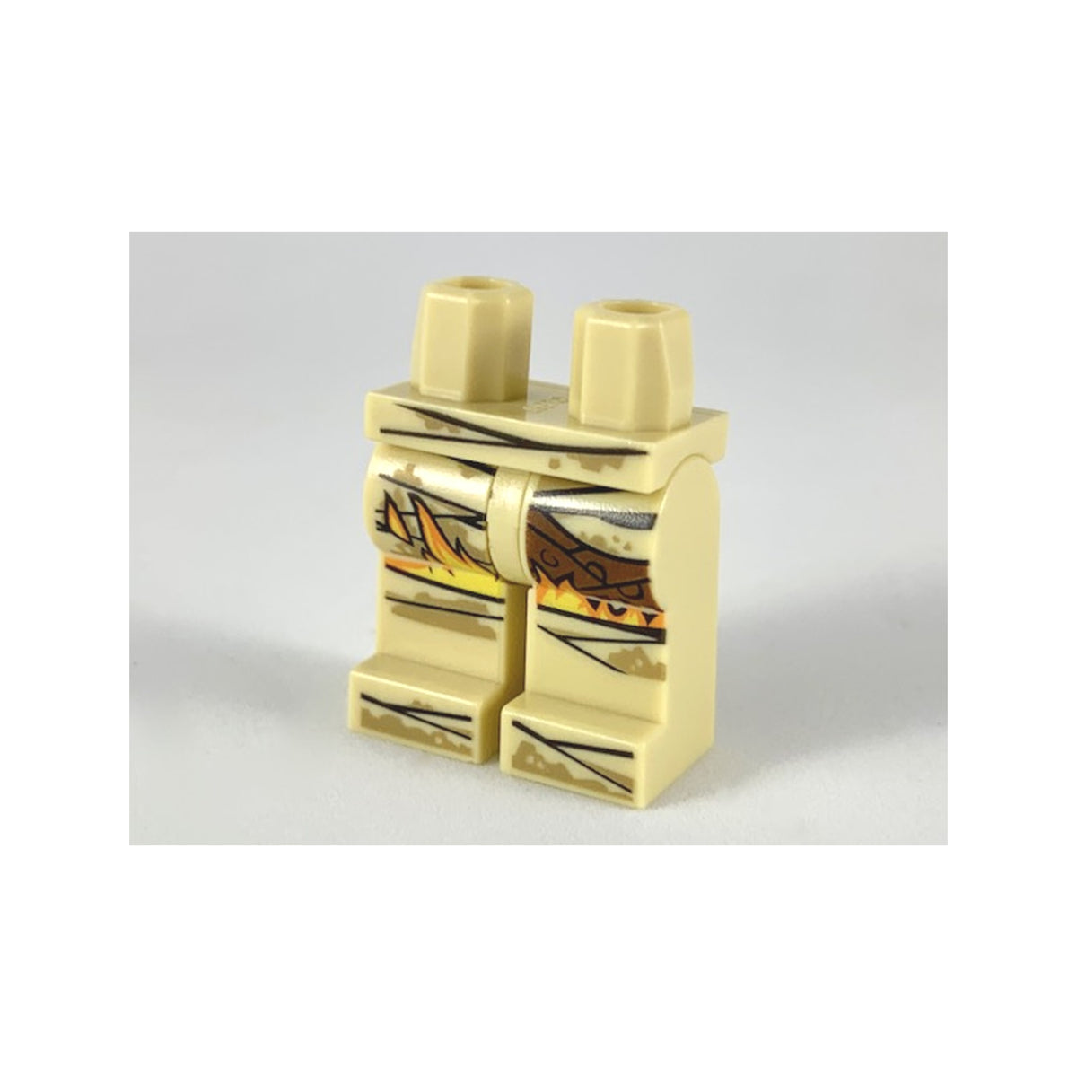 LEGO® Hips and Legs with Mummy Wrappings, Dark Tan Dirt, Yellow and Orange Flames Pattern 970c00pb0974 beige