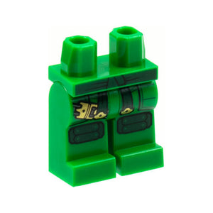 LEGO® Hips and Legs with Dark Green Sash and Knee Pads, Gold Clasp Pattern 970c00pb1221