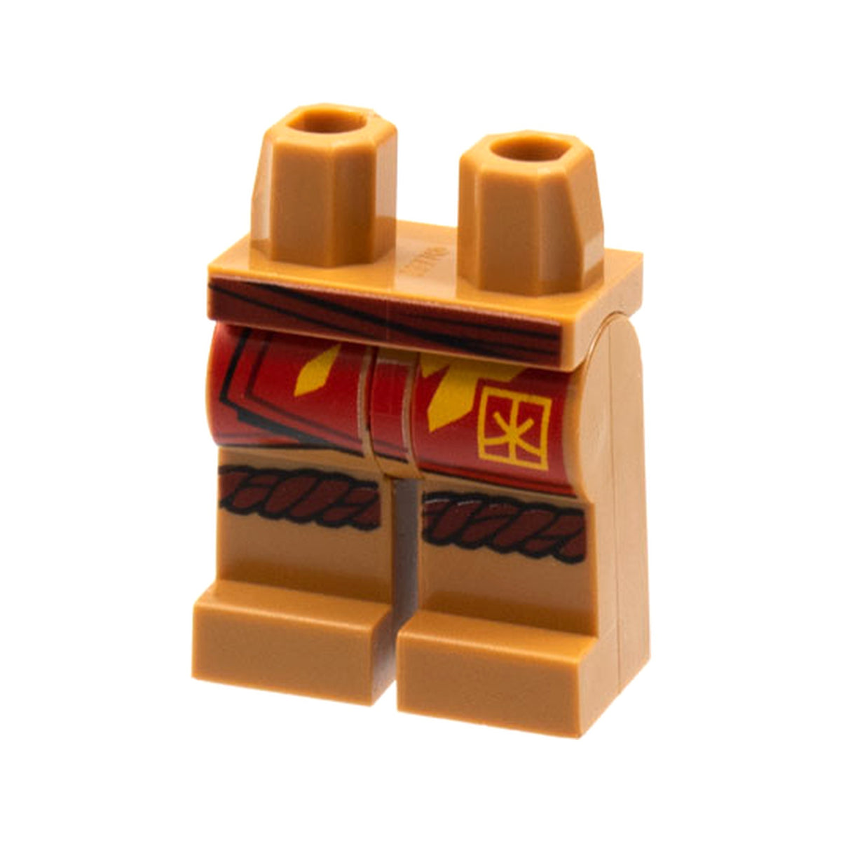 LEGO® Hips and Legs with Dark Red Sash and Knee Wrap, Red Robe End with Bright Light Orange Flame and Ninjago Logogram Letter K in Square Pattern 970c00pb1312 mittelnougat