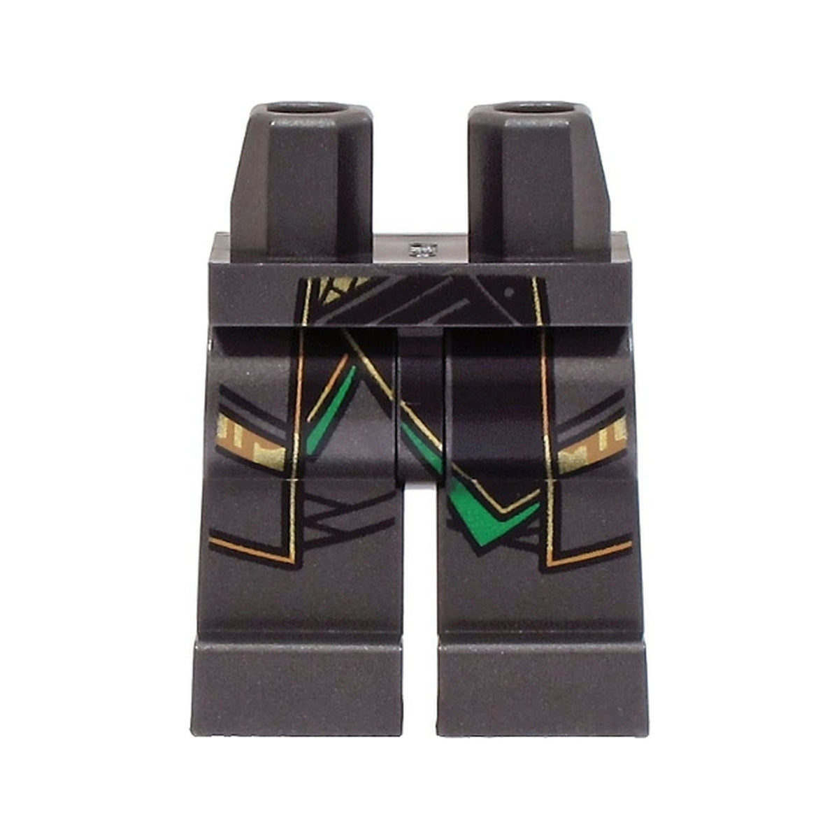 LEGO® Hips and Legs with Black Shirt Tail and Long Coattails with Gold and Green Trim Pattern 970c00pb1477 perldunkelgrau