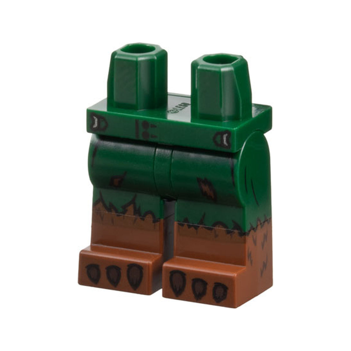LEGO® Hips and Legs with Molded Reddish Brown Lower Legs / Boots and Printed Tattered Shorts, Dark Brown Fur and Claws Pattern 970c00pb1539 dunkelgrün
