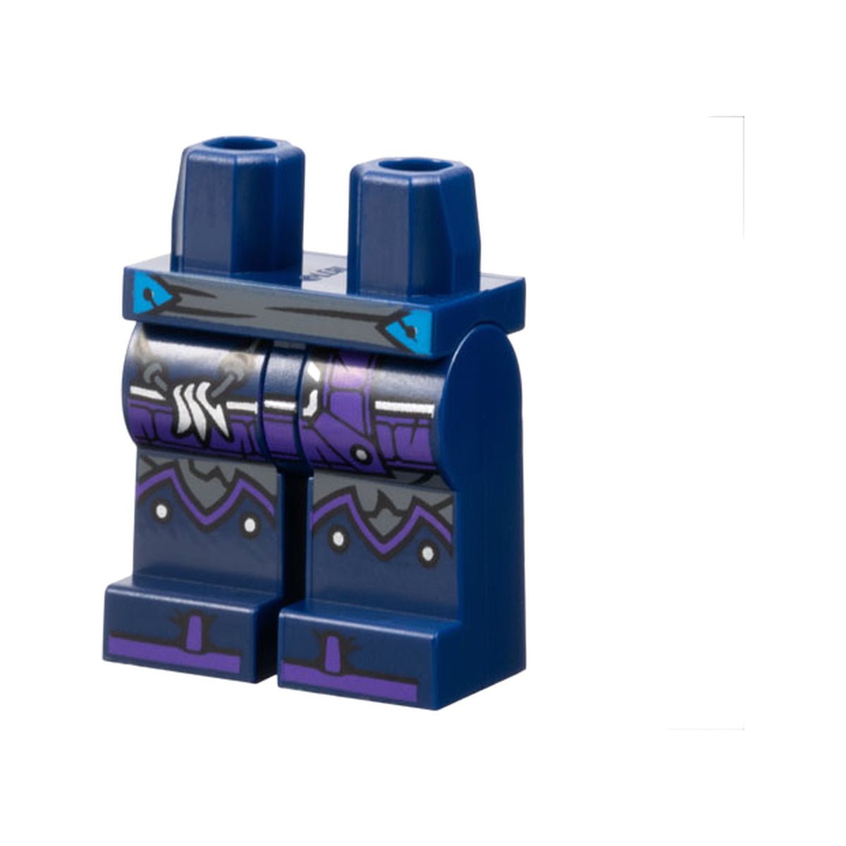 LEGO® Hips and Legs with Dark Bluish Gray Sash and Knee Pads, Dark Purple Hems and Toes, Silver and Dark Azure Trim Pattern 970c00pb1591 dunkelblau