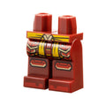 LEGO® Hips and Legs with Bright Light Orange Sash with Gold Clasp and Ends, Red Armor Plates, Knee Pads, and Shoe Tips Pattern 970c00pb1593 dunkelrot