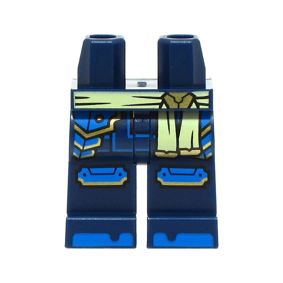 LEGO® Hips and Legs with Bright Light Yellow Sash, Blue Armor Plates, Knee Pads, Toes, Gold Trim Pattern 970c00pb1598 dunkelblau