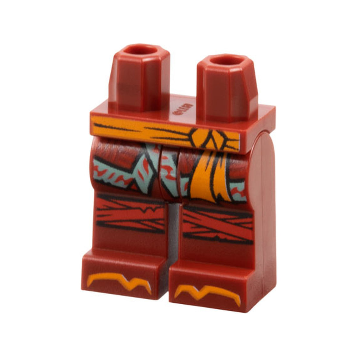 LEGO® Hips and Legs with Orange Sash and Toes, Sand Green Hems, Red Knee Wrappings Pattern 970c00pb1601 dunkelrot