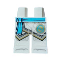 LEGO® Hips and Legs with Medium Azure Sash, Ninjago Logogram Letter Z in Circle, Light Bluish Gray Robe Ends with Gold Trim, Knee Pads and Toes Pattern 970c00pb1650 weiss