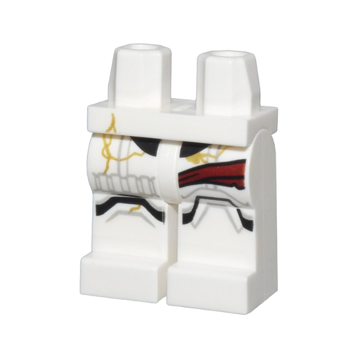 LEGO® Hips and Legs with SW Stormtrooper Black and Light Bluish Gray Markings, Dark Red Bandages, and Gold Cracks Pattern 970c00pb1668 weiss