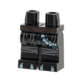 LEGO® Hips and Legs with Dark Brown Waist Sash, Dark Bluish Gray Pants Gathers and Knee Wrappings, Metallic Light Blue Round Beads on Chain and Spikes on Toes Pattern 970c00pb1734 schwarz