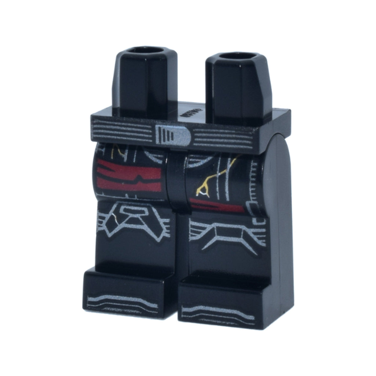 LEGO® Hips and Legs with SW Imperial Death Trooper Armor with Dark Silver Belt with Buckle, Knee Pads, Shoe Tips, Dark Red Bandages and Gold Cracks Pattern 970c00pb1765 schwarz