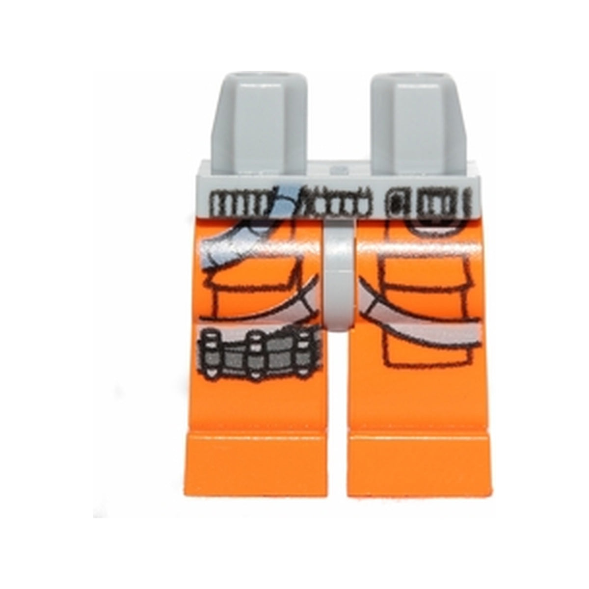 LEGO® Hips and Orange Legs with SW Rebel Pilot Pockets, Light Bluish Gray Straps, Hose, 3 Bullets Pattern 970c04pb04 hellgrau