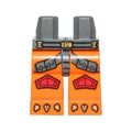 LEGO® Hips and Orange Legs with Gray Straps, Red Knee Pads and Gold Talons Pattern 970c04pb06 dunkelgrau