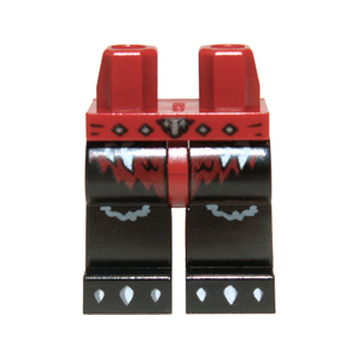 LEGO® Hips and Black Legs with Dark Red Loincloth, White Spikes and White Claws Pattern 970c11pb07 dunkelrot