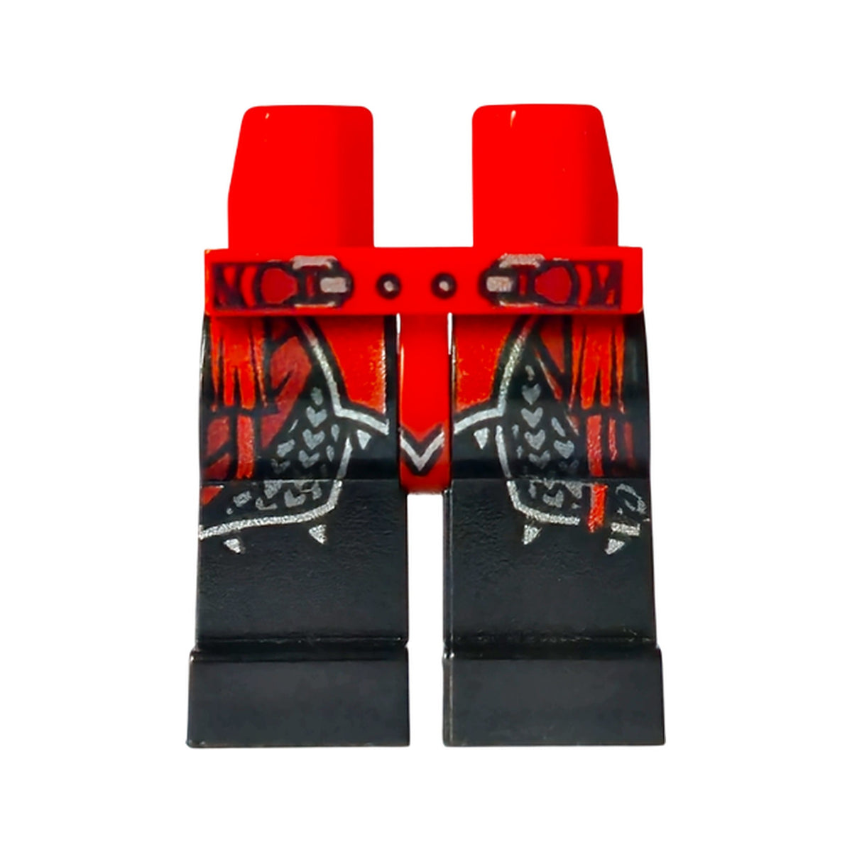 LEGO® Hips and Black Legs with Ninjago Red Plate Armor and Silver Scale Armor, Belt with Buckles and Red Sash Pattern 970c11pb43 rot