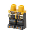 LEGO® Hips and Black Legs with Dark Bluish Gray Belt, Knee Pads, and Shoe Tips, Gold Armor Plates, Orange Trim Pattern 970c11pb52 perlgold